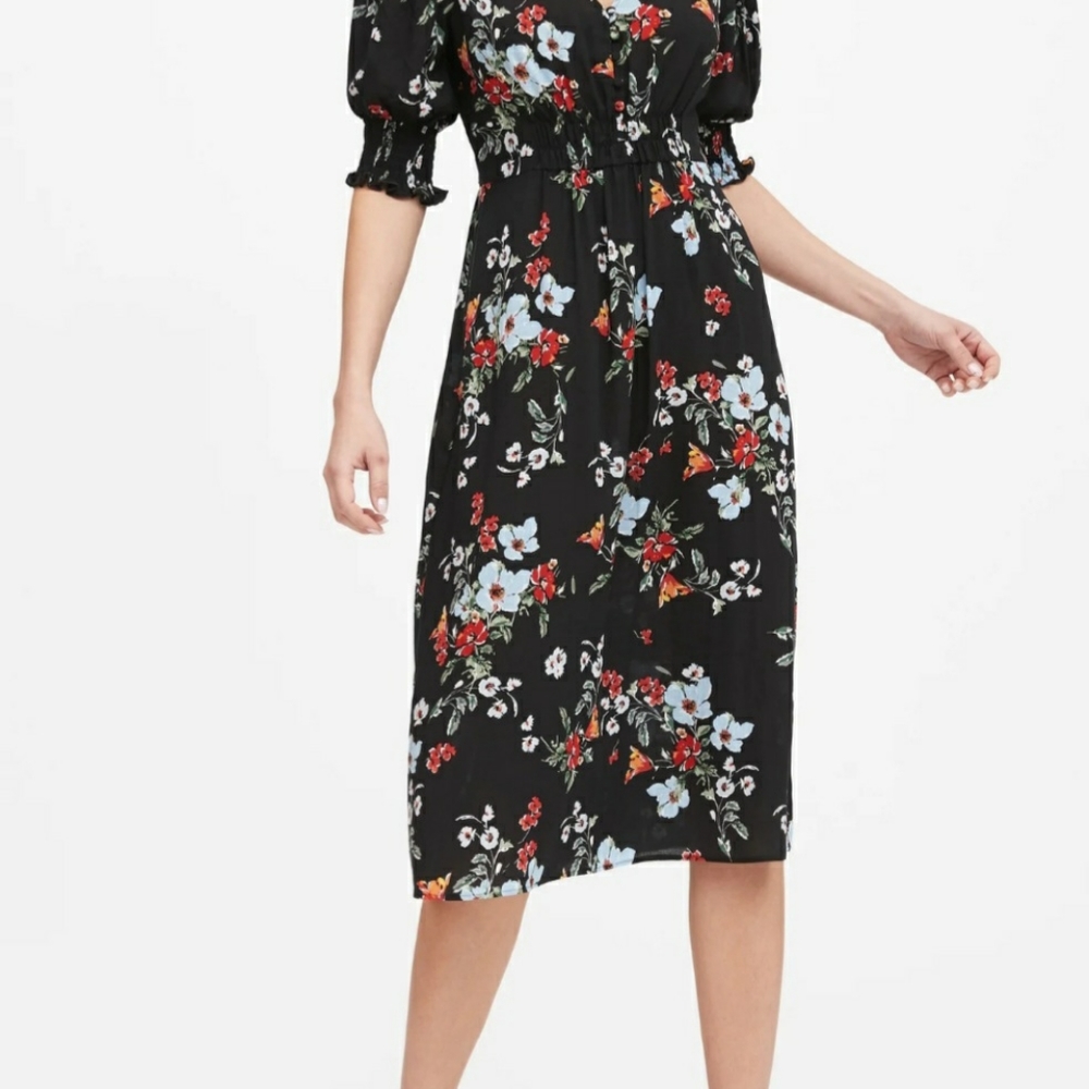 Banana Republic V- Neck Midi Dress 100% Viscose Ra